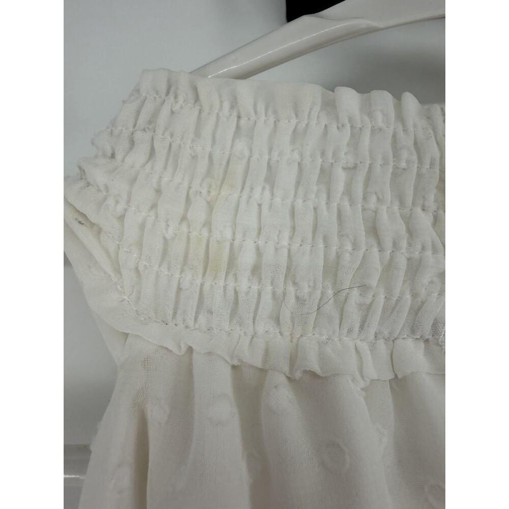 NEW Lena White Sleeveless Halter Neck Mini Dress Polka Dot Cinch Hem Large - Picture 9 of 11